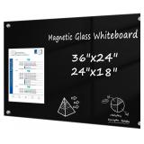New $80 Magnetic Glass Whiteboard 36x24, Black...