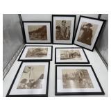 Vintage Framed Photo Print Set 7pcs