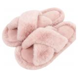 NEW $30 (6-6.5) Women's Fluffy Faux Fur Slippers