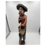 32ï¿½ Hand Carved Wooden Man Statue