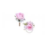 2pcs Pink Rose Corsage and Boutonniere Set