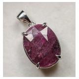 $5,791 App 2.8 ct Silver Ruby gemstone Pendant