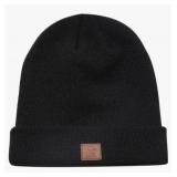 NEW (OS) Unisex Leather Patch Knitted Beanie -Grey