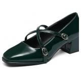 NEW $42 (7) Women Retro Mary Jane Chunky- Red