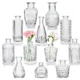 NEW $39 (12 Pcs) Glass Bud Vase Set