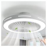 New $99 Modern Ceiling Fan with Remote White,...