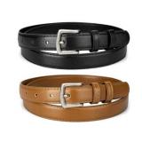 SEALED 2PK Women's Skinny Leather Belts 33'-38'