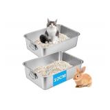 $70 SILUI 2 Pack Stainless Steel Litter Box