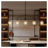 NEW $340 (39') 5 Light Chandelier Black and Gold