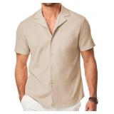 NEW (L) Men's Casual Textured Button Up Shirt