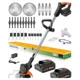 New $70 Electric Weed Wacker 21V Trimmer, 2x2.0Ah