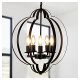 New $79 DLLT Farmhouse Gold Globe 5-Light Pendant