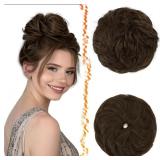 NEW 2PK Messy Bun Hair Pieces Chocolate Brown