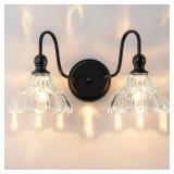 New $172 Vintage 2-Light Black Sconce with...