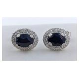 $2,779 App 3.1ct Silver Sapphire gemstone earrings