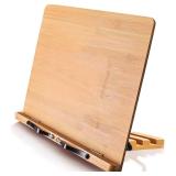 NEW $62 Bamboo Book/Tablet Stand w/5 Heights
