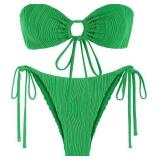 NEW $44 2PC (L) Women's Bandeau Bikini Set-Purple