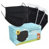 NEW (50 Pack) Kid's Disposable Face Masks, Black