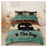 SEALED $62 (King) 3PC Cute Rustic Camping Bedding