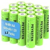 SEALED 12PK AA Rechargeable Batteries 600mAh