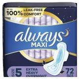 New 72 Pads Always Maxi Extra Heavy Overnight