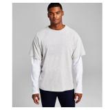 NEW $39 (S) Men Oversized Layered T-Shirt-Grey