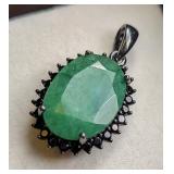 $11,807 App 5.22ct Silver Emerald gemstone Pendant