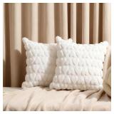 NEW 2PK Faux Fur Throw Pillow Covers 17'x17'