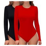 NEW $36 (S) 2PK Women's Bodysuit Crew Neck