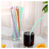 NEW 200PK Multi Colour Flexible Drinking Straws