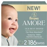 New $172 Size 2 Pampers Amore Diapers 186 ct