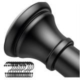 $63 Black Shower Rod with 12 Hooks, Adjustable