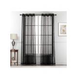 $30 (52'x96') 2panels Black Plaid Sheer Curtains