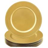 NEW $35 12 Pack Plastic Gold Charger Plates