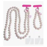 Cioatu Pink Rope Pearl Crossbody Phone Lanyards
