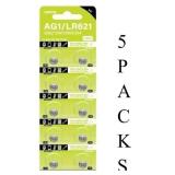 NEW $44 5 X 10PC AG1/LR621 Button Batteries