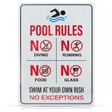 NEW $30 Pool Rules Metal Sign (14'x10')
