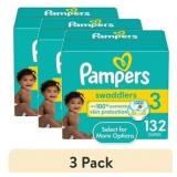 New $166 Size 3 Pampers Swaddlers Diapers, 132 ct