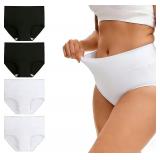 NEW 4PK (XL) Women's High-Waisted Panties-Grey/Blk