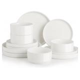 New $139 (12Pcs) Sweejar Porcelain Dinnerware...