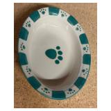 6.5' Ceramic Pet Dish Green/White