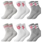 SEALED 6PK (10-13) Kids Striped  Crew Cotton Socks
