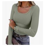 NEW (S) Shein Womens Long Sleeve Shirts Scoop