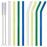 NEW 8PK Reusable Glass Straws w/Brushes