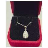 $1,250 App (1.00ct) Moissanite Tear Drop Pendant