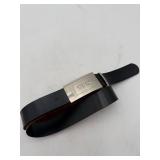 GUESS Black Leather Belt Silver Buckle