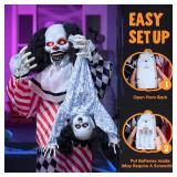 NEW $100 Halloween Animatronics Clown Holding Doll