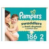 NEW $52 (2) 186ct Pampers Swaddlers Diapers