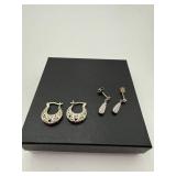 2 Pairs 925 Sterling Silver Earrings