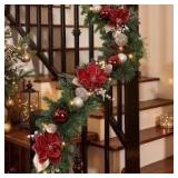 NEW $120 (9') 2pc Prelit Christmas Garland